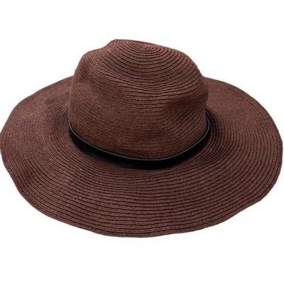 Woven Hat Brown Black Belted Foldable Packable Sun Travel Fashion One Size - Picture 6 of 14